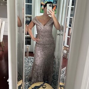 NWT off the shoulder lace sequin trumpet gown